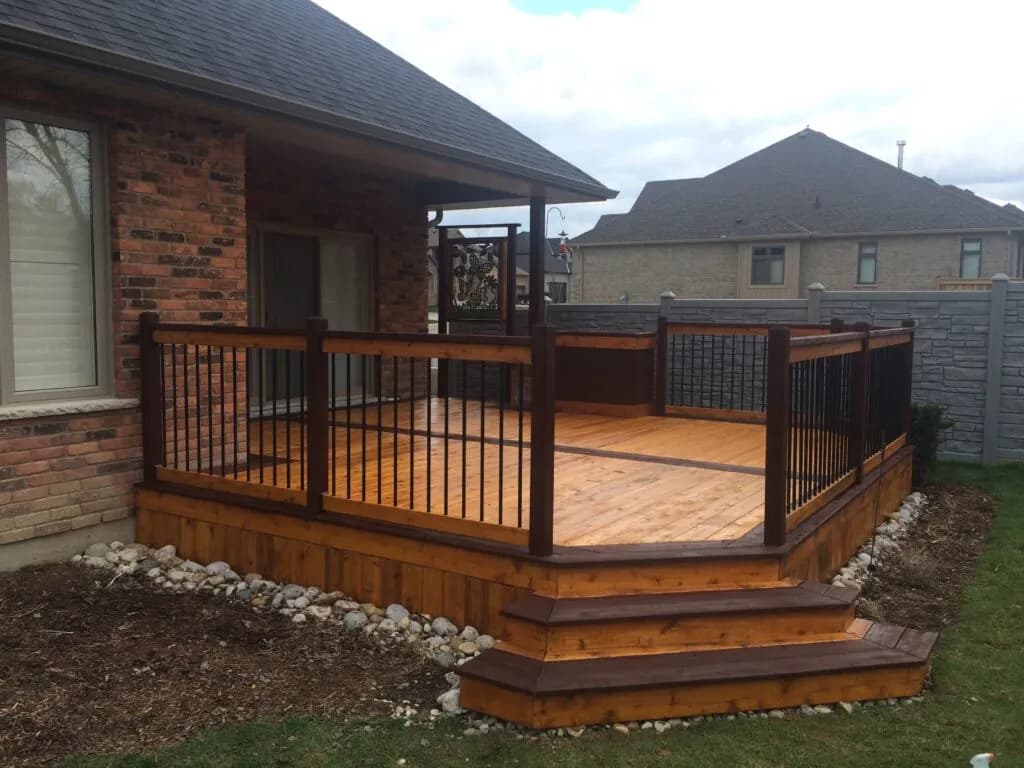 Beautifully stained cedar deck in Toronto, Ontario — professional deck staining by Toronto Deck Stainers